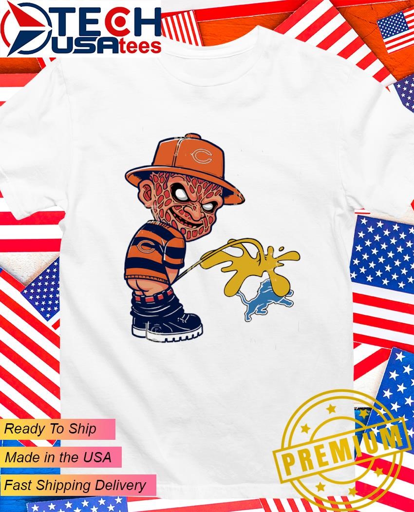 писинг Chicago Bears Freddy Krueger pissing on Detroit Lions shirt, hoodie,  sweater, long sleeve and tank top