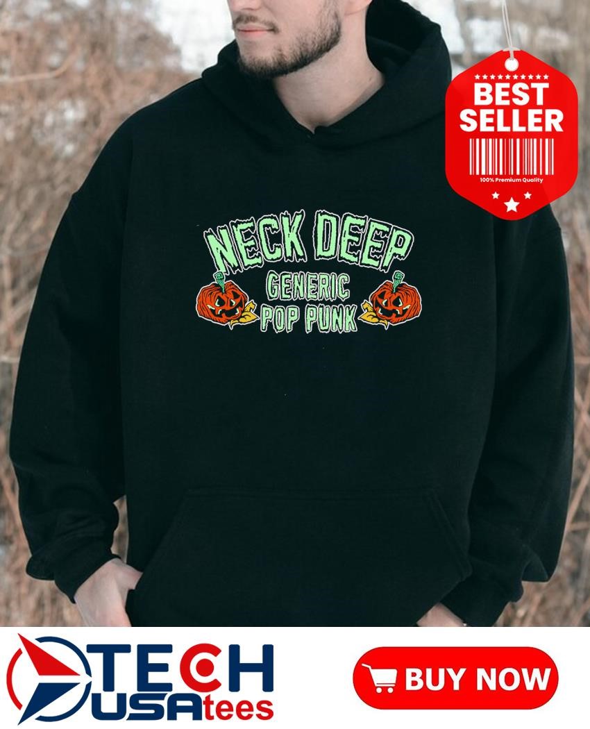 NECK DEEP generic pop punk フーディ navy Embroidered Generic Pop Punk Hoodie - Faded Black - Neck Deep