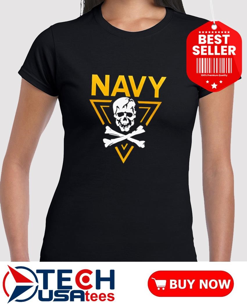 トップス P3 SKULL T-SHIRT NAVY XL Navy Midshipmen Football skull logo shirt, hoodie, sweater
